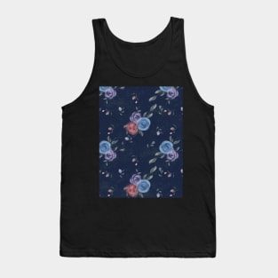 Multiple colour Floral design with dark blue background Tank Top